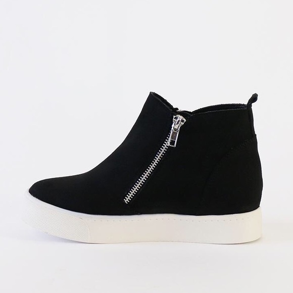taylor black vegan suede wedge sneakers - Picture 4 of 7